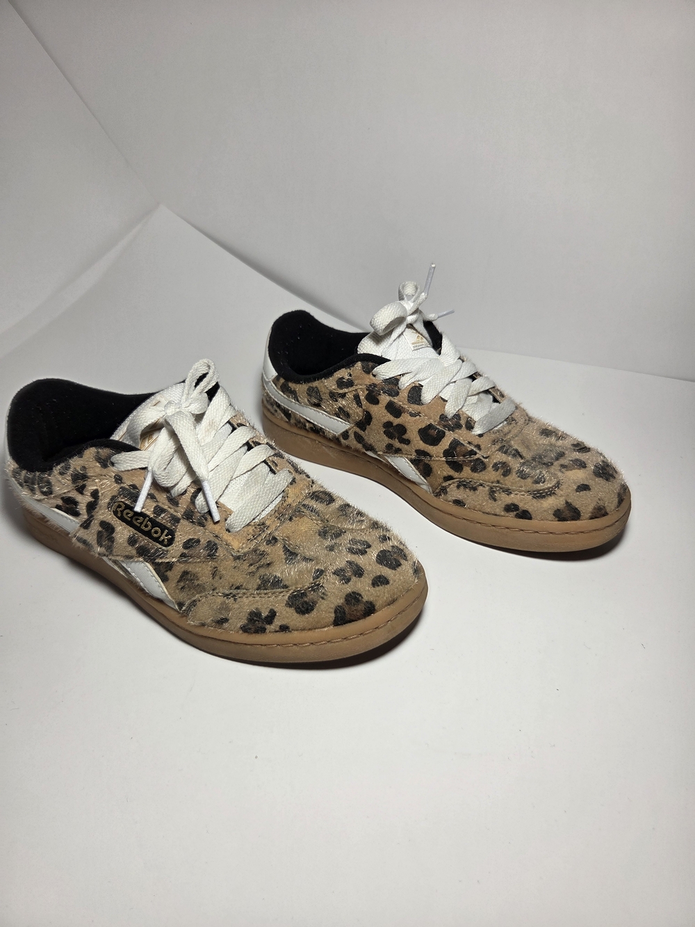 Reebok Club C Grounds Leopard Pony Hair Shoes Kids Junior Size 3Y EUR 34